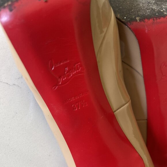 Christian Louboutin Heels IT 37.5 Beige Patent Leather Platform red bottoms pump - Picture 3 of 14